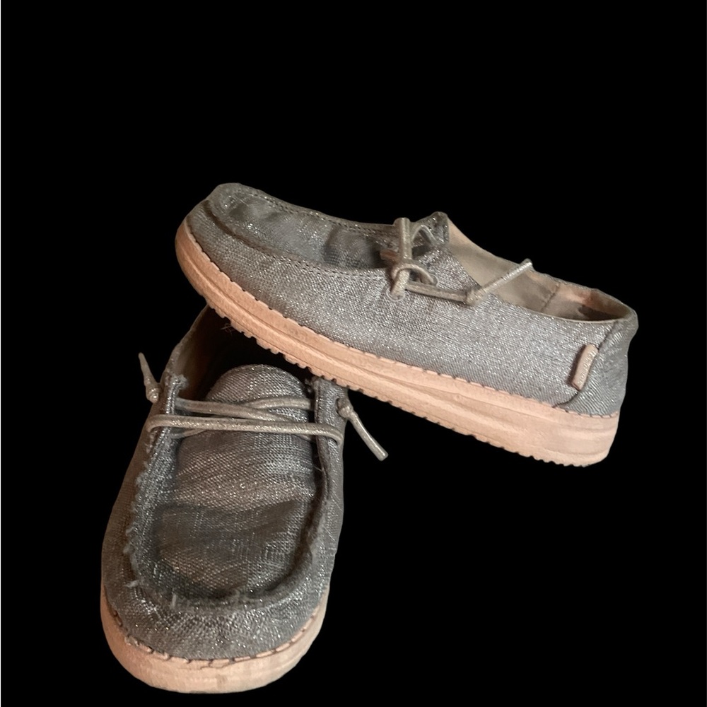Hey Dude shimmery silver and pink shoes for girls